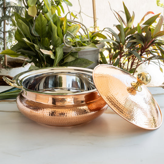 Handcrafted Pure Steel Copper Hammered Design Chafing Dish