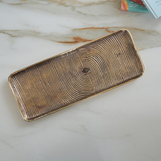 Brass Finish Handmade Tray 17.8 Inches