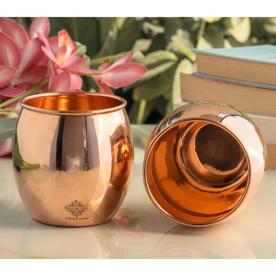 Pure Copper Round Shaped Glass  550 ml