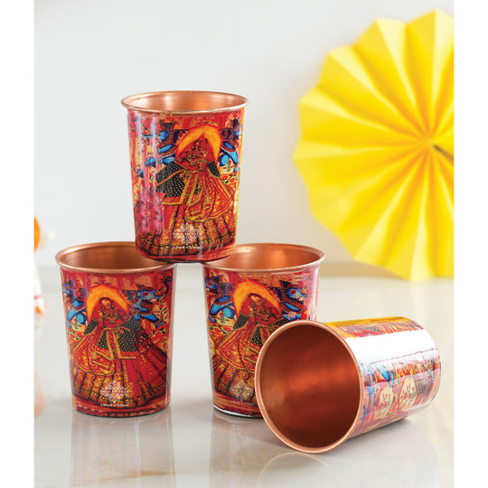 Pure Copper Glass Rajasthani Meena "Padharo Mhare Desh" Printed Theme