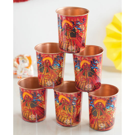 Pure Copper Glass Rajasthani Meena "Padharo Mhare Desh" Printed Theme