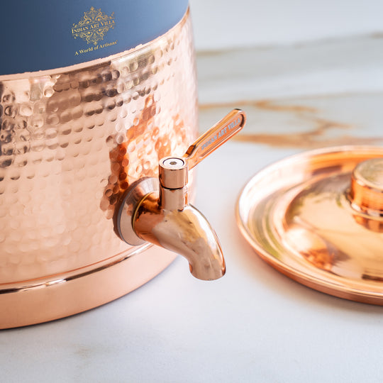 Copper Water Pot with Hammered Design & Silk Finish, 7000 ML
