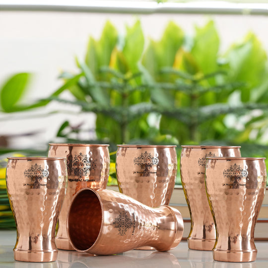 Copper tumbler elegant hammered handcrafted India