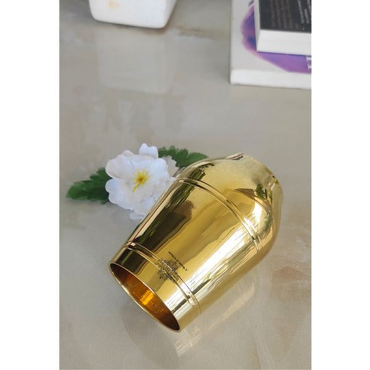 Contemporary brass tumbler with smooth surface and shine finish from Indian Art Villa ideal for refined living spaces