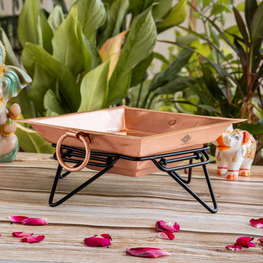 Pure Copper Hawan Kund With Handle On Both Side, For Yagya, Hawan & Poojan Purpose