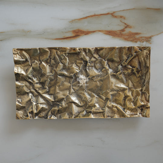 Brass Finish Antique Rough Finish Tray 14.3 Inches