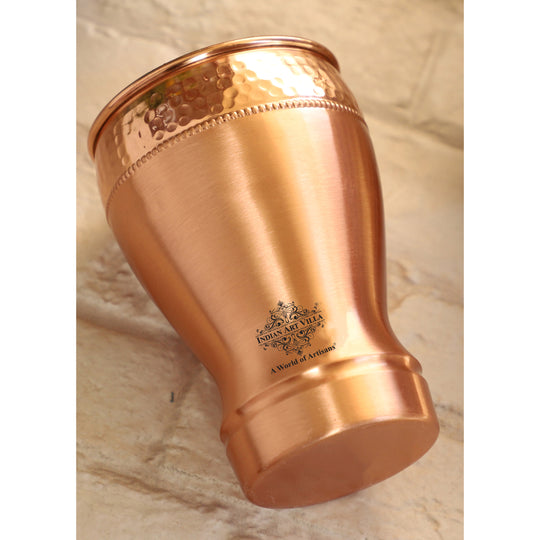 Pure Copper Glass With Half Lecquer Hammered & Shine Design 400 ML