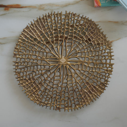 Brass Finish Round Tray 15 Inches