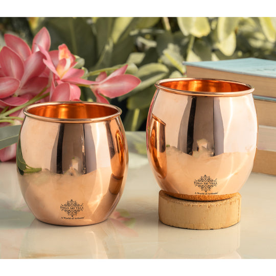 Pure Copper Round Shaped Glass  550 ml