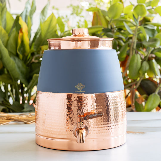 Copper Water Pot Hammered Design Silk Finish 7000 ML with Tap