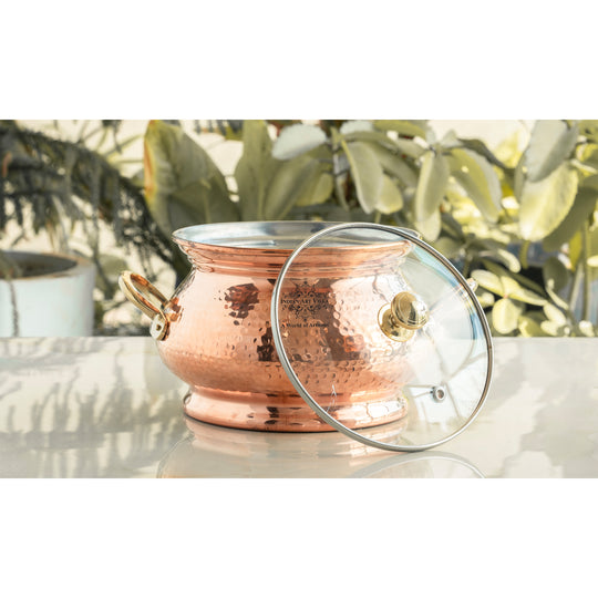 Steel Copper Hammered Biryani Handi with Tin Lining