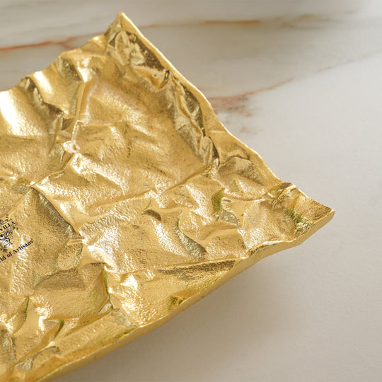 Brass Finish Antique Rough Finish Tray 14.3 Inches