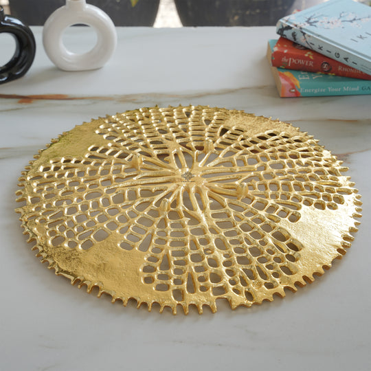 Brass Finish Round Tray 15 Inches