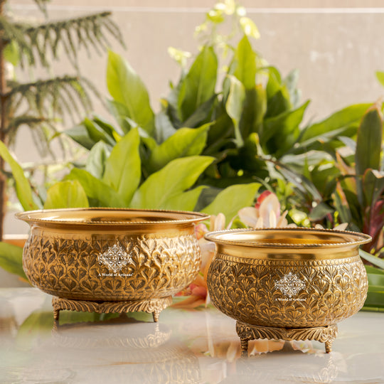 Pure Brass Embossed Design Decorative Bowl