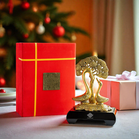 Brass Finish Swan Pair Showpiece – 22 cm Décor Gift