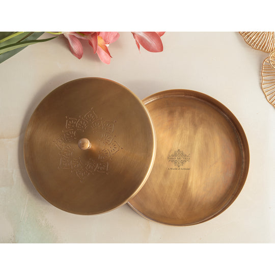 Pure Brass Multi Purpose Box with Antique Embossed Design