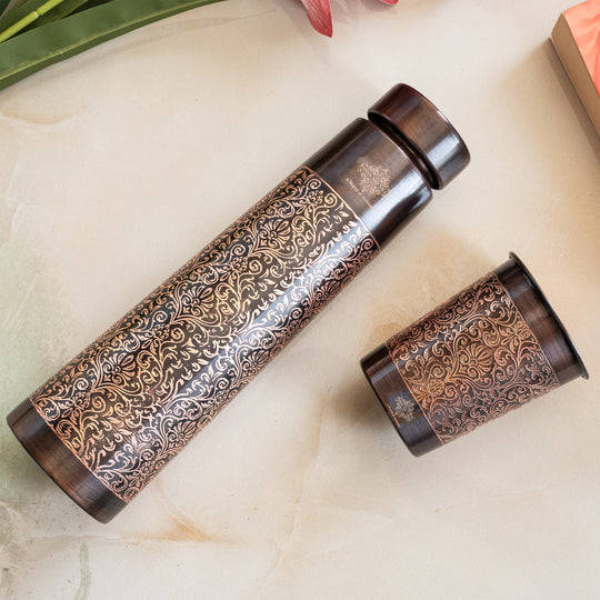 Pure Copper Water Bottle Antique Hammered Design