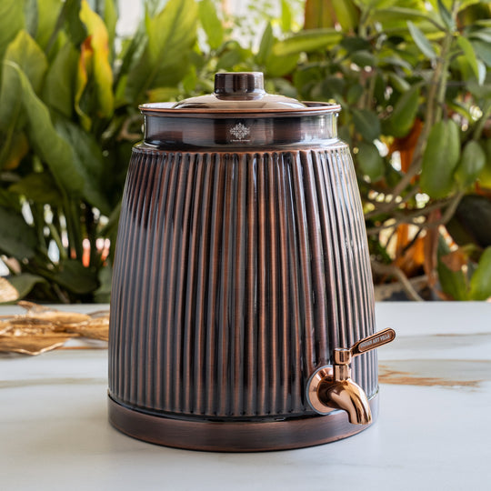 Copper Antique Brass Finish Barrel Design Water Pot 7000 ML with Tap