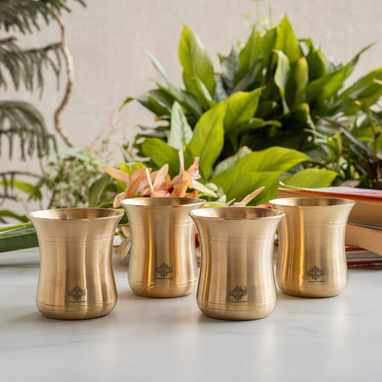 Pure Brass Curved Design Plain Glass With Lines