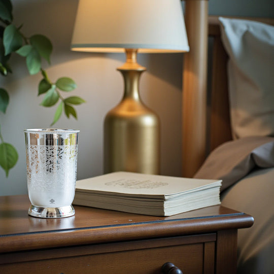 Silver Plated Embossed Glass with Gift Box – 250 ML