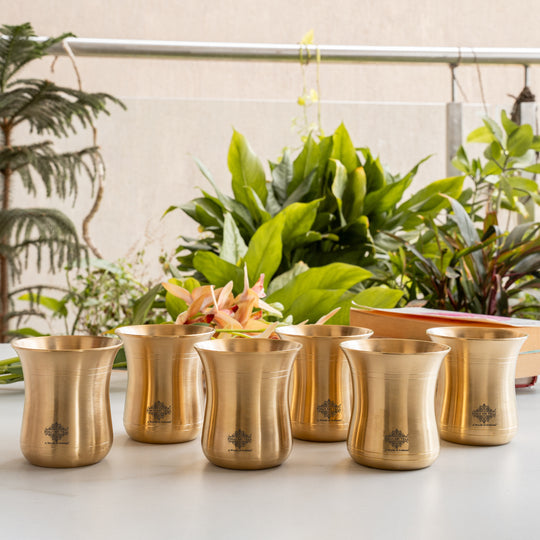 Pure Brass Curved Design Plain Glass With Lines