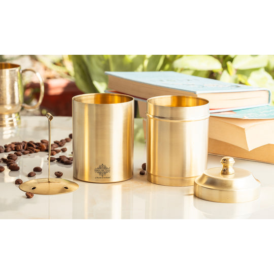 Pure brass coffee filter matt finish studio view — Indian Art Villa