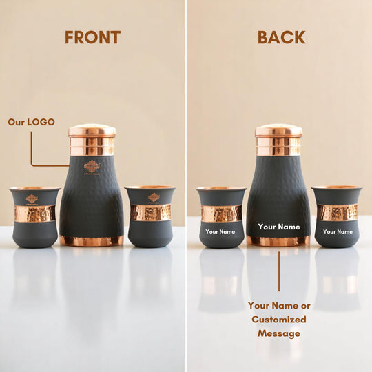 Personalized Copper Bedroom Bottle & Glass Gift Set – Silk Finish