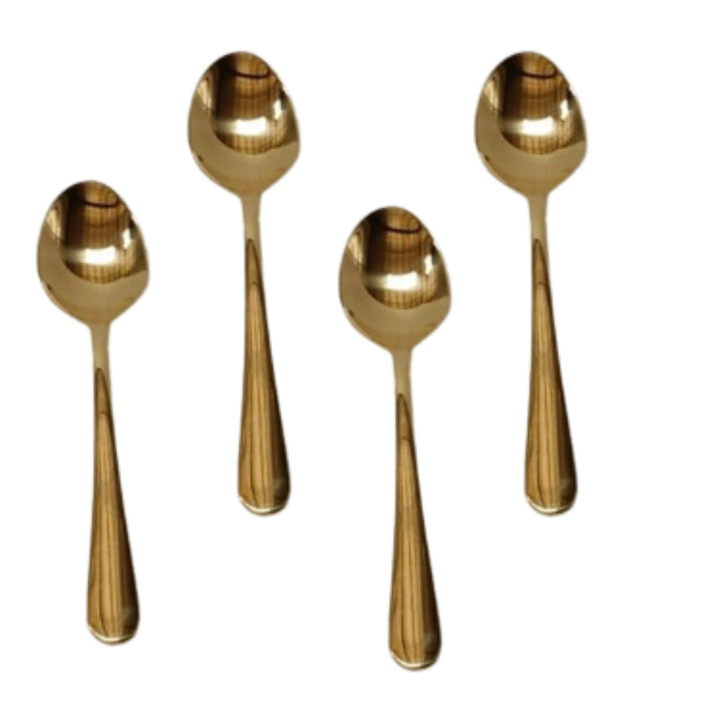 Indian Art Villla  Brass Shine Finish Plain Desert Spoon, Length-5.9 Inches