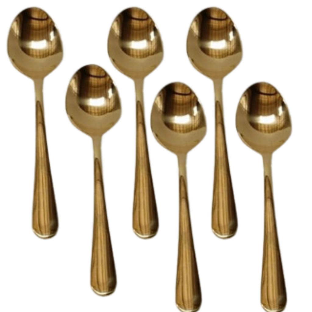 Indian Art Villla  Brass Shine Finish Plain Desert Spoon, Length-5.9 Inches