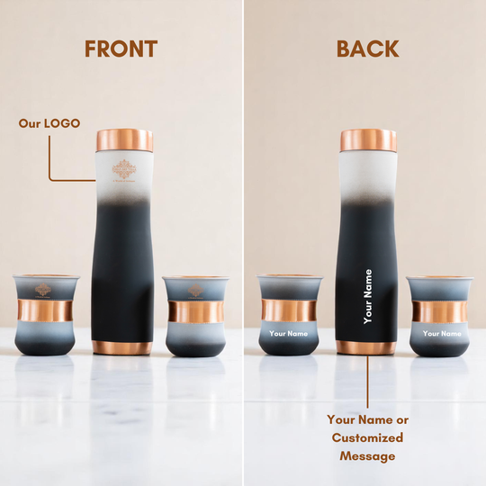 Personalized Copper Ombre Bottle & Glass Gift Set – Silk Finish