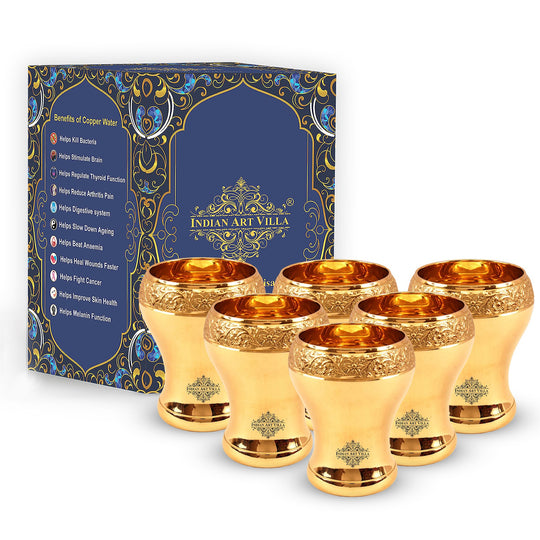 Pure brass glass with Mughlai curved design ideal for offering water in pooja rituals or enhancing home aesthetics at IAV.