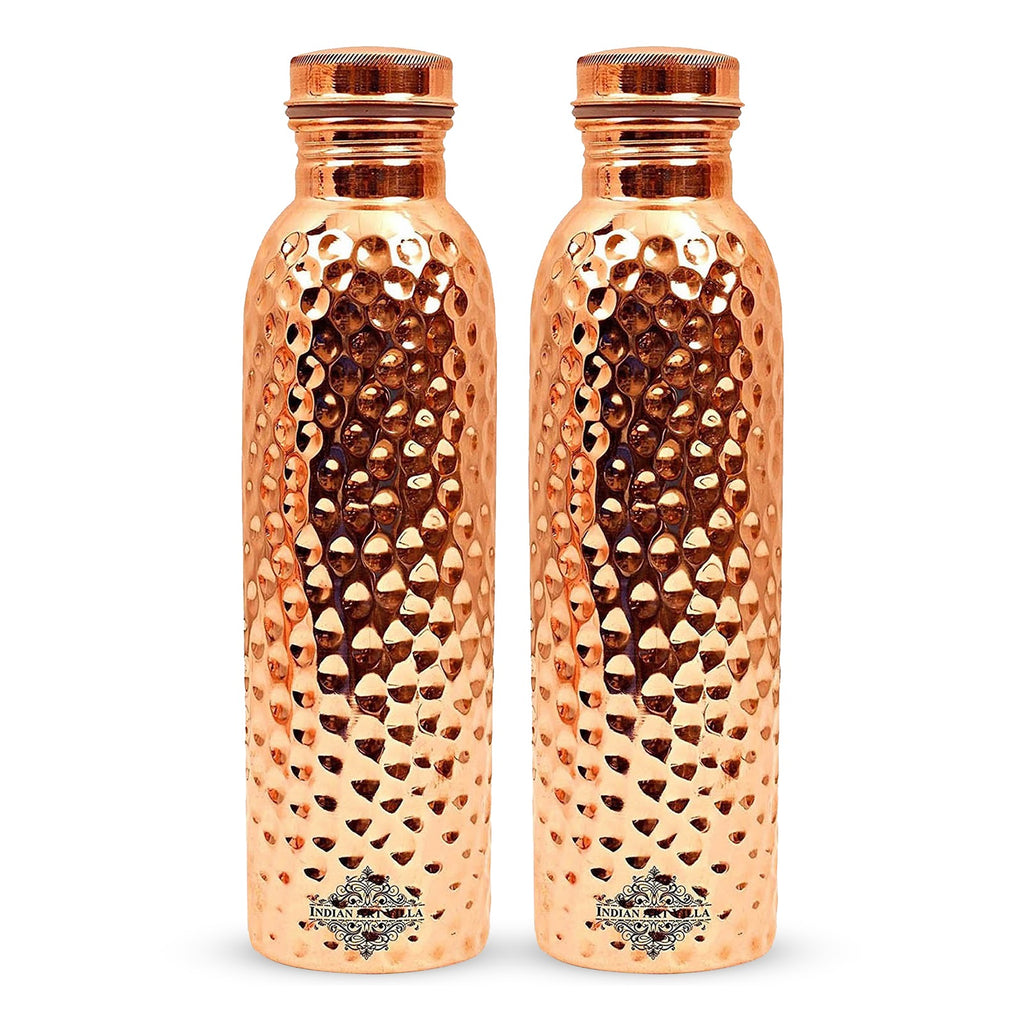 Indian Art Villa Pure Copper Hammered Design Water Bottle,Health Benefits, Drinkware