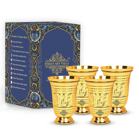 Decorative Pital glass with embossed leaf pattern perfect for luxurious table settings at Indian Art Villa
