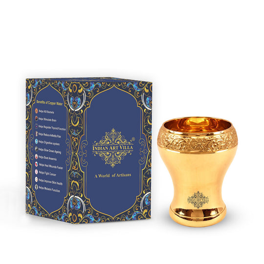Brass glass with Mughlai curved design ideal for use in festive pooja rituals to add a traditional flair to your setup