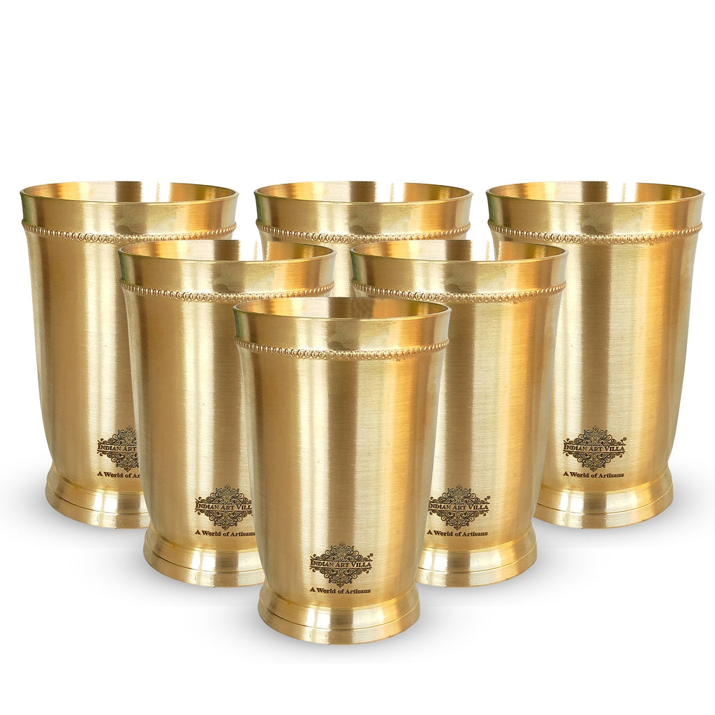 Indian Art Villa Pure Brass Matt Finish Glass / Tumbler With Brass Bottom, Serveware & Drinkware, Ayurveda Healing, Volume-250 ML