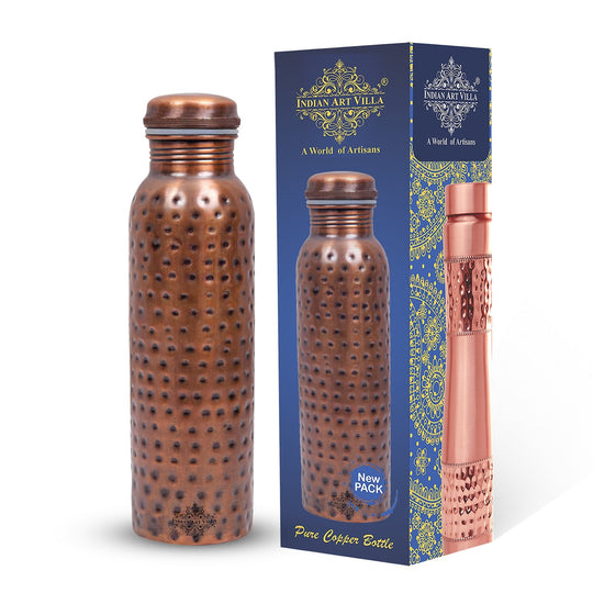 Pure Copper Water Bottle with Unique Artistic Designs – 900 ML