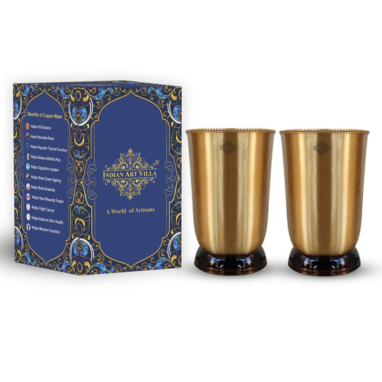 Pure Brass Matt Finish Glass/Tumbler With Brass & Black Bottom -250 ML