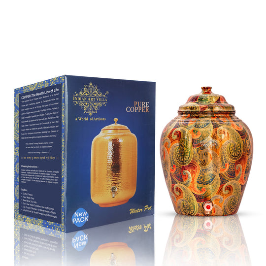5 litre round copper water dispenser with tap at workplace pantry – copper matka 5 litre price
