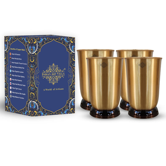 Pure Brass Matt Finish Glass/Tumbler With Brass & Black Bottom -250 ML