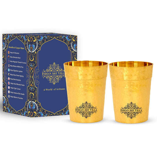 Premium quality brass tea cup set with a clean plain finish crafted to perfection for an authentic drinking experience.