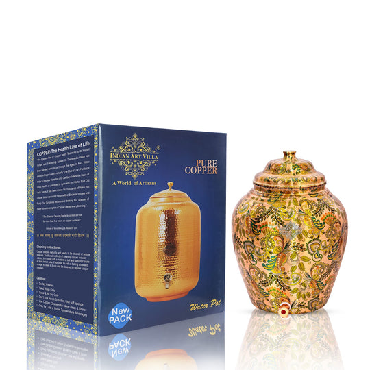 5 litre round copper matka with tap and stand size guide – copper water pot with stand
