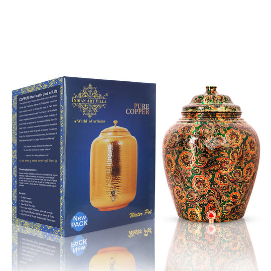 5 litre round copper water dispenser with tap in office pantry – copper matka with tap
