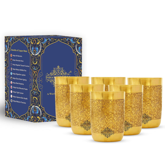 Exquisite brass tumbler from Indian Art Villa, expertly crafted to provide both style and functionality for home.