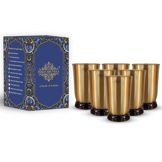 Pure Brass Matt Finish Glass/Tumbler With Brass & Black Bottom -250 ML