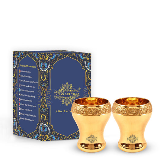 Brass glass with Mughlai curve and intricate detailing ideal for enhancing pooja room decor at Indian Art Villa