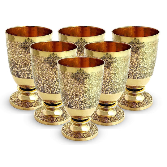 Flower embossed brass glass perfect for housewarming gifts offering a blend of tradition and elegance in one piece