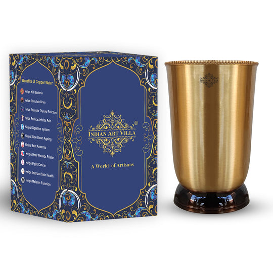 Pure Brass Matt Finish Glass/Tumbler With Brass & Black Bottom -250 ML