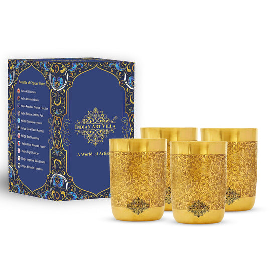 Premium quality brass tumbler, handcrafted to offer a luxurious feel while serving your favorite drinks.