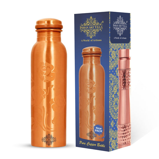 Pure Copper Water Bottle with Unique Artistic Designs – 900 ML