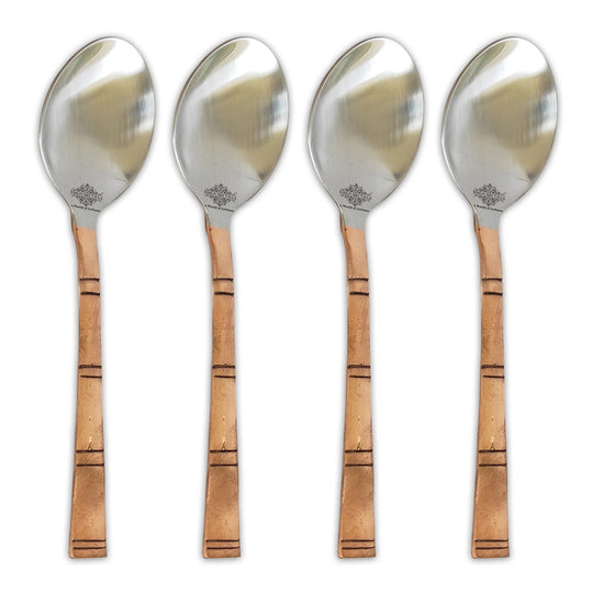 Steel copper table spoon lining design full view — Indian Art Villa